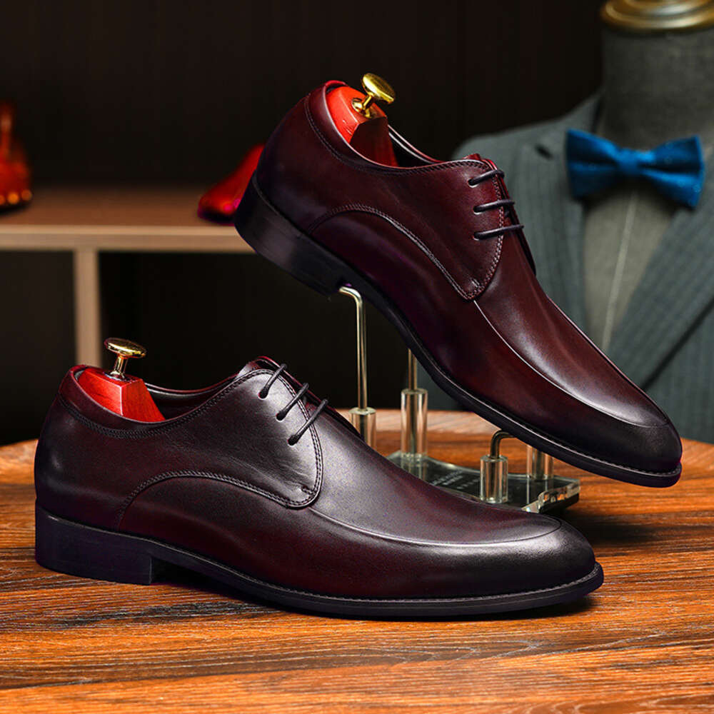 Layer Cowhide Top British Style Men S Business Dress Versatile Wedding Genuine Leather Fashion Commuting Derby Shoes Ddmysaturn