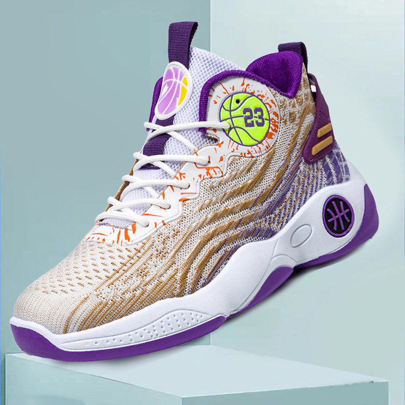 2025 Men's New Flying Woven Basketball Designer Net Breathable Travel Sports Outdoor Trendy Casual Running Shoes Purple Free Shipping