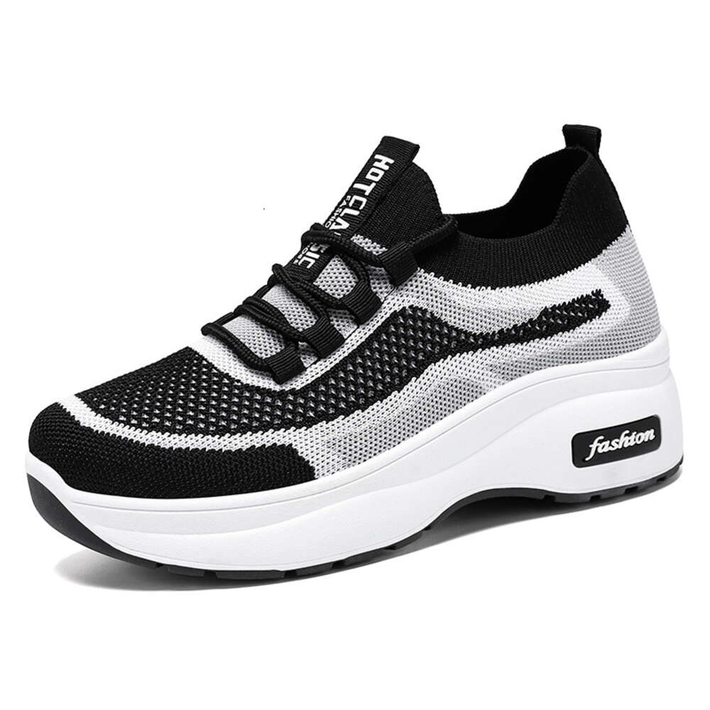 S With Women Thick Soles Classic Casual Sponge Cake Comfortable Breathable All Season Flying Woven Shoes Fashionable And Versatile Sock Ddmysaturn