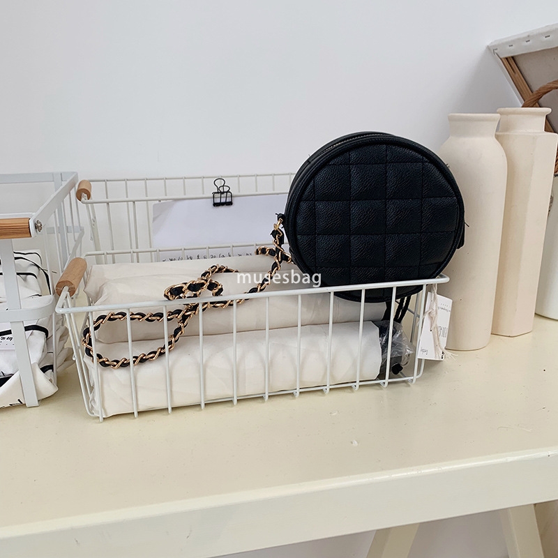 High quality handbag for women new internet famous mini round bag Korean version casual diamond grid shoulder crossbody bag solid color chain bag