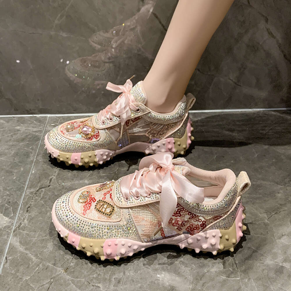 ddmynov Full Sky Star Water Diamond Dad Women's Trendy Brand Color Block Heavy Industry Durian Sole Sports Shoes 2024 New Edition 16628