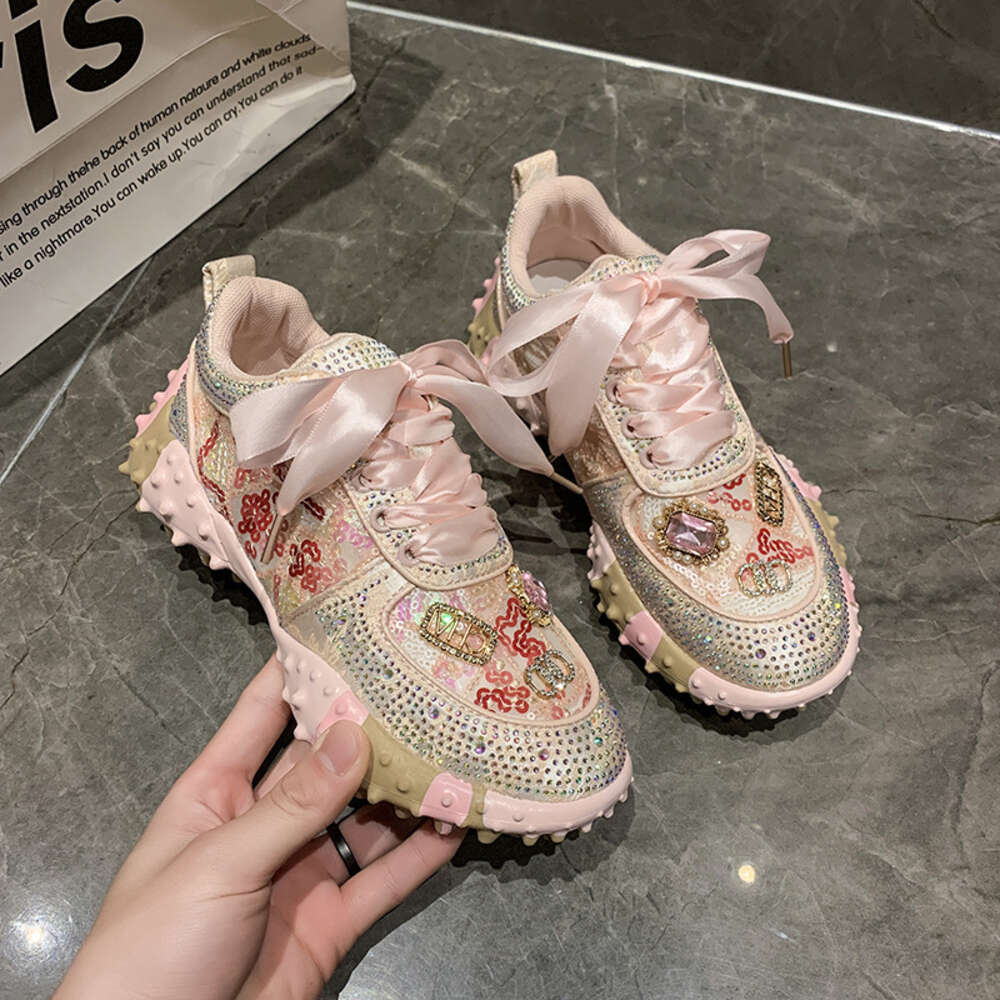 ddmynov Full Sky Star Water Diamond Dad Women's Trendy Brand Color Block Heavy Industry Durian Sole Sports Shoes 2024 New Edition 16628