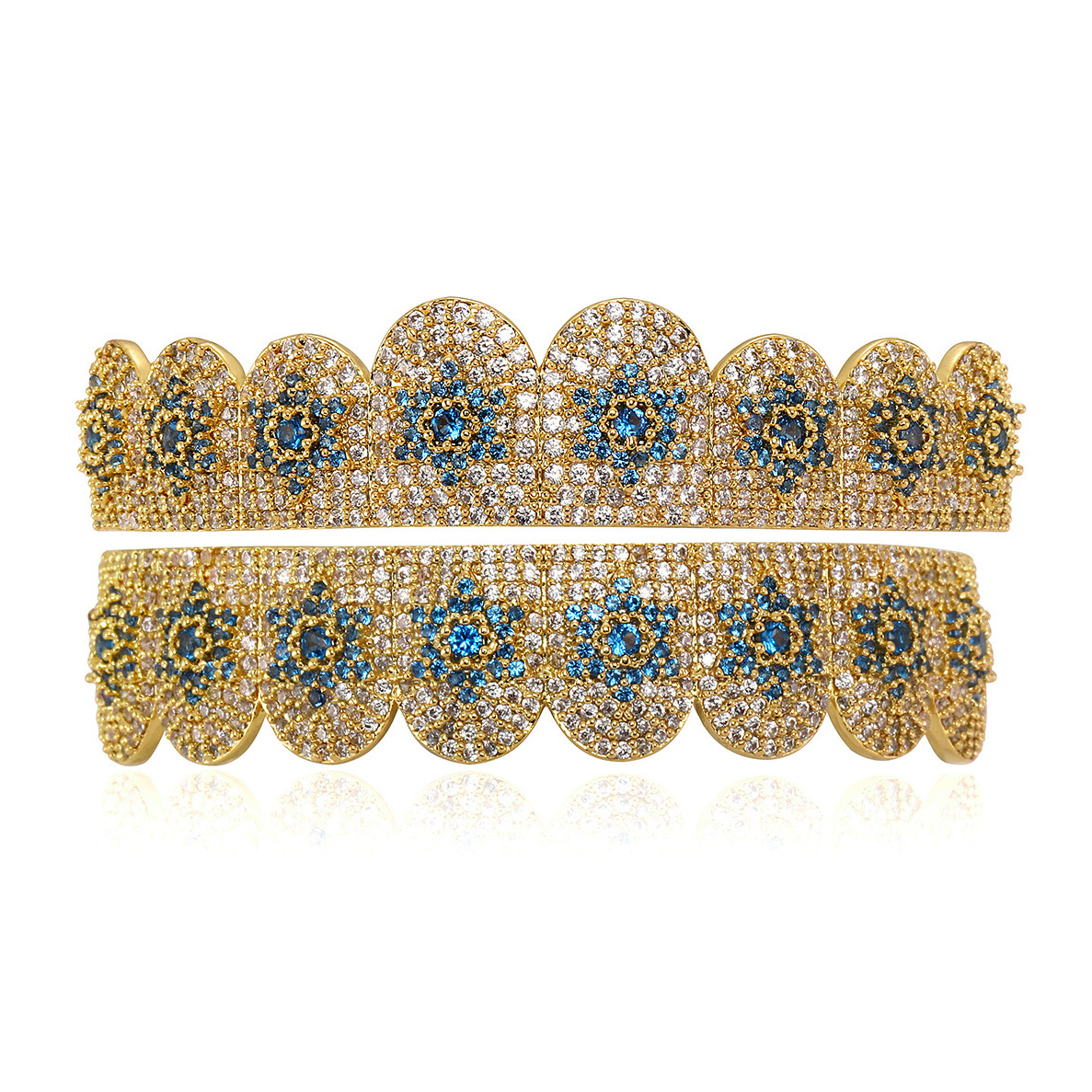 Cap Rapper Jewelry for Cosplay Party Halloween Real Gold Punk Hiphop Dental Mouth Grillz Bling Cubic Zircon Rock Vampire Teeth Fang Grills Braces Toot