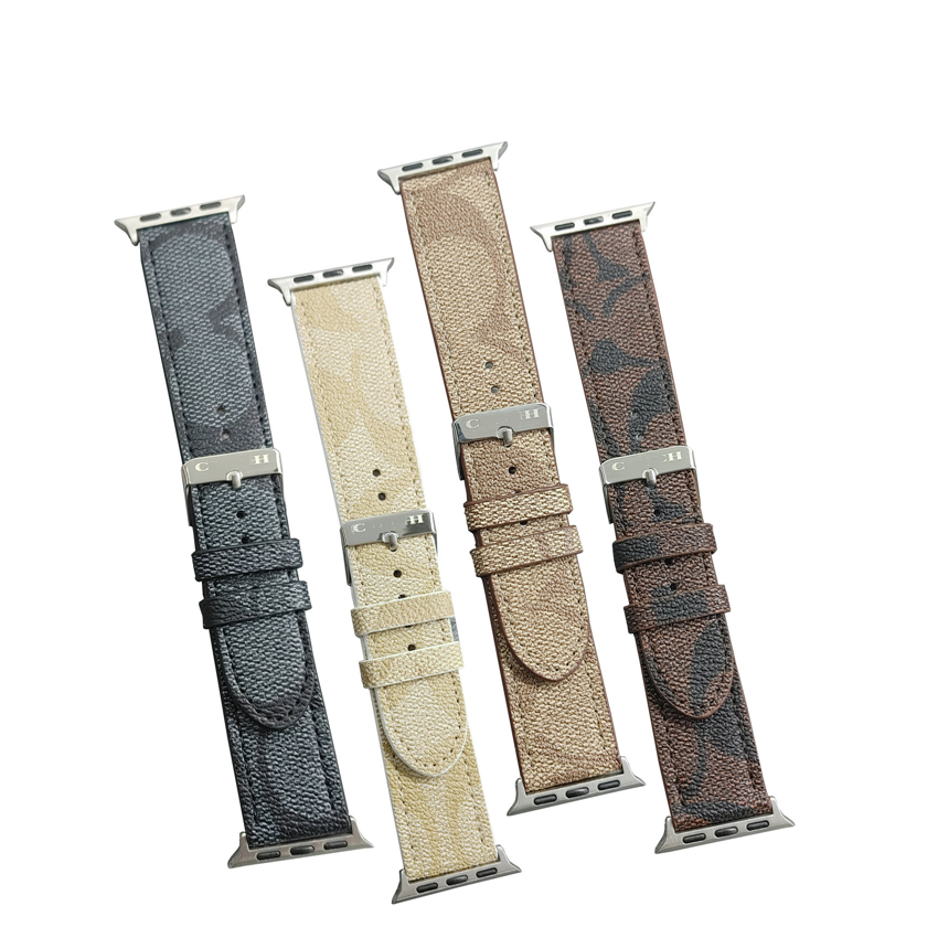 Smart Straps Applewatch Bands Genuine Leather Buckle Logo for iWatch Luxurys Designers 38mm 40mm 41mm 42MM 44MM 45mm 49mm 3 4 5 6 7 8 9 Se Ultra Waist Bracelet 1piece
