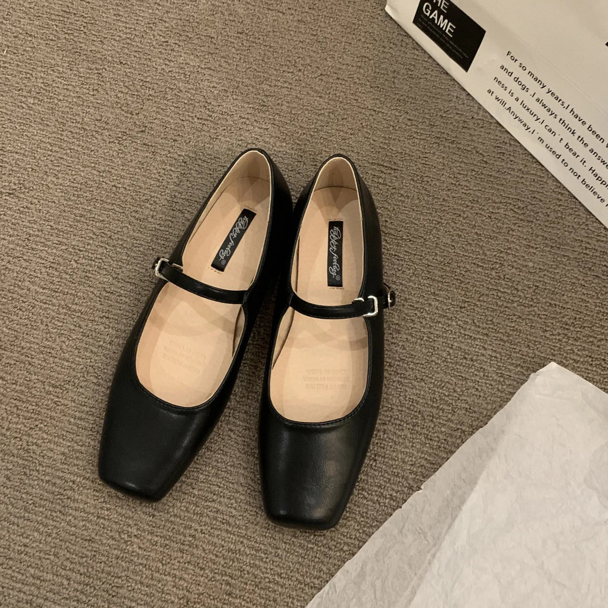 Mary Jane Woman Trend Ballet Flats Sier Hot Retro Square Toe Loafers New Leather Shoes With Straps Moccasins Formal Flat 240620