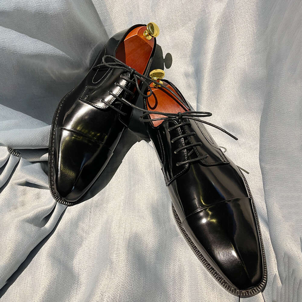 Business New Handmade Men S Casual Formal Genuine Leather Small Square Head British Gentleman Wedding Shoes Ddmysaturn