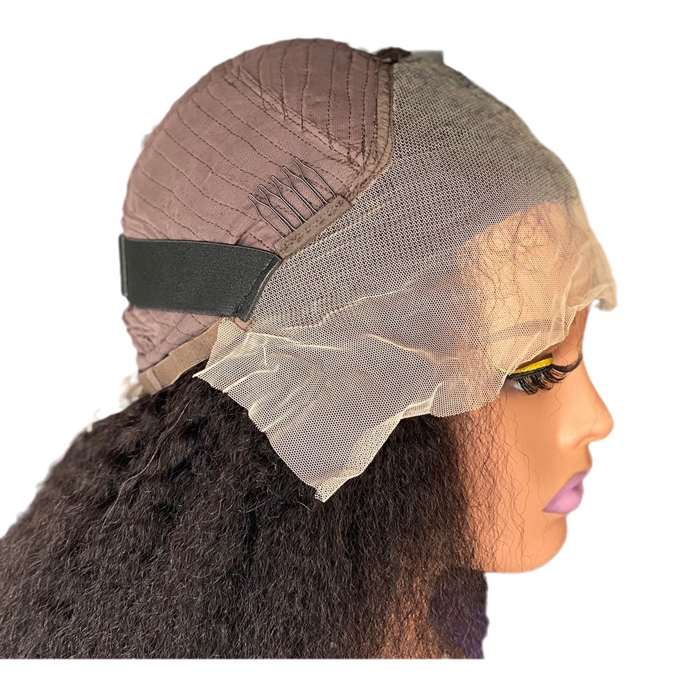 Promotion Full Lace Human Hair Wig Brazilian Hair 22 inch 180% Kinky Straight Glueless Wig Human Hair Ready To Wear And Go Pre Plucked For Women