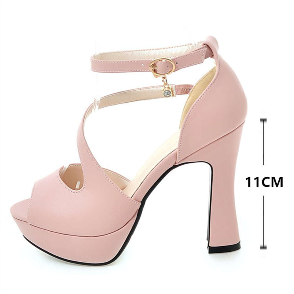 New Summer Block Platform High Heels Women Thick Heel Shoes Fish Mouth Pumps Zapatos De Mujer Open Toe Party Ankle Strap Sandals