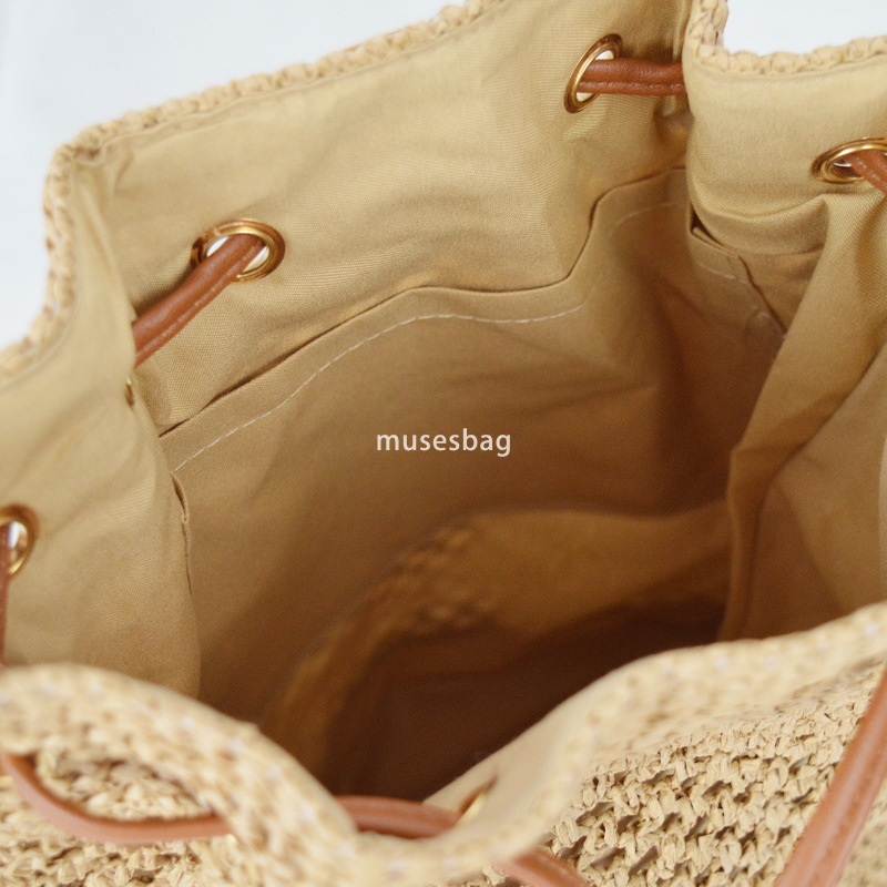 Fashionable Women's High Quality Simple Casual Large Capacity Baby Mom Buying Vegetables Practical Handheld Cute Woven Backpack Woven Bag Handmad