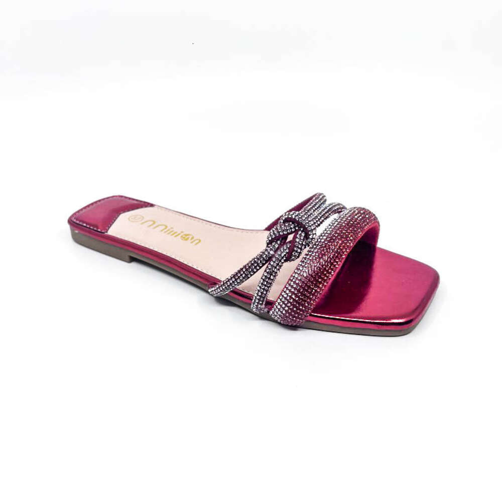 Shoes Slides Slippers New Women S Slippers Summer Straight Line Rhinestones For Wearing On The Outside Ddmysaturn