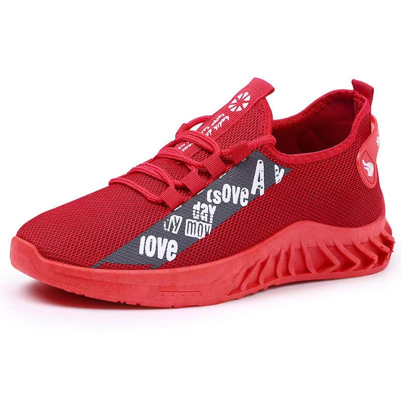 Men Sneakers Low-Top Letter Print Trainers Shock Absorbing Tennis Travel Walk Sport Shoes