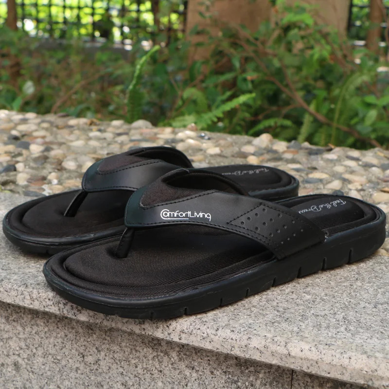 Summer Fashion Mens Flip Flops Anti-slip Black Male Sandals Comfortable Classic Beach Slippers For Men Slides Memory Foam 240620