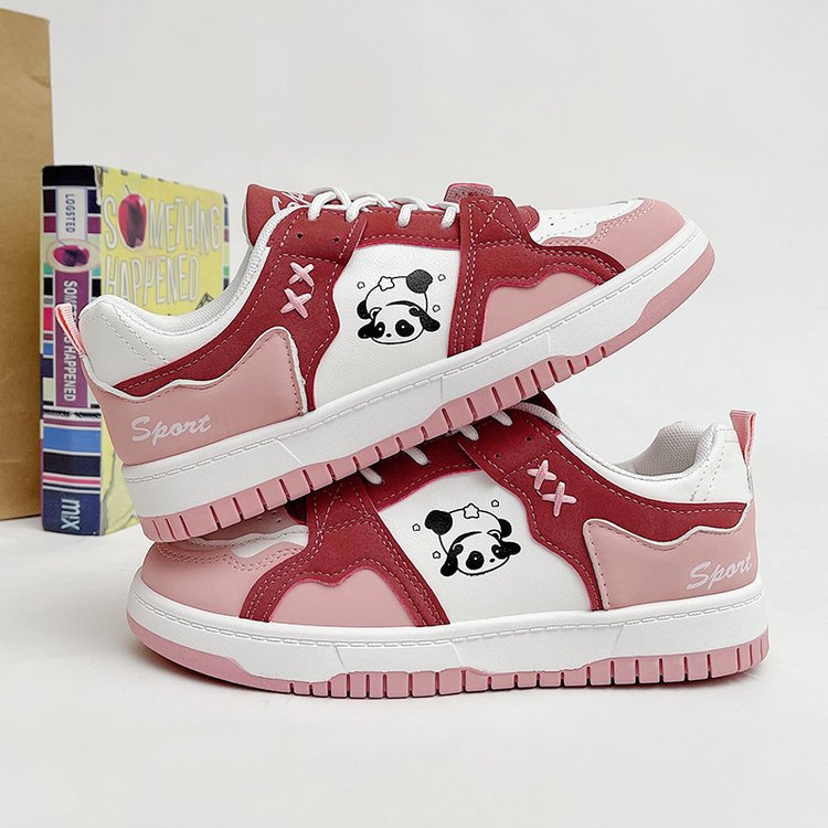 Cute Ddmysports Pink Panda Women Autumn New Round Ead Board Student Casual Shoes Outdoor