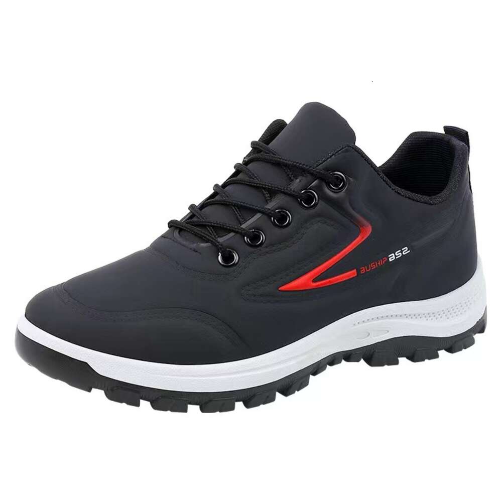 Ddmysports Men S New Autumn Winter Leather Waterproof Sports Leisure Slip And Anti Odor Black Work Shoes Soft Soled Running OUTDOOR