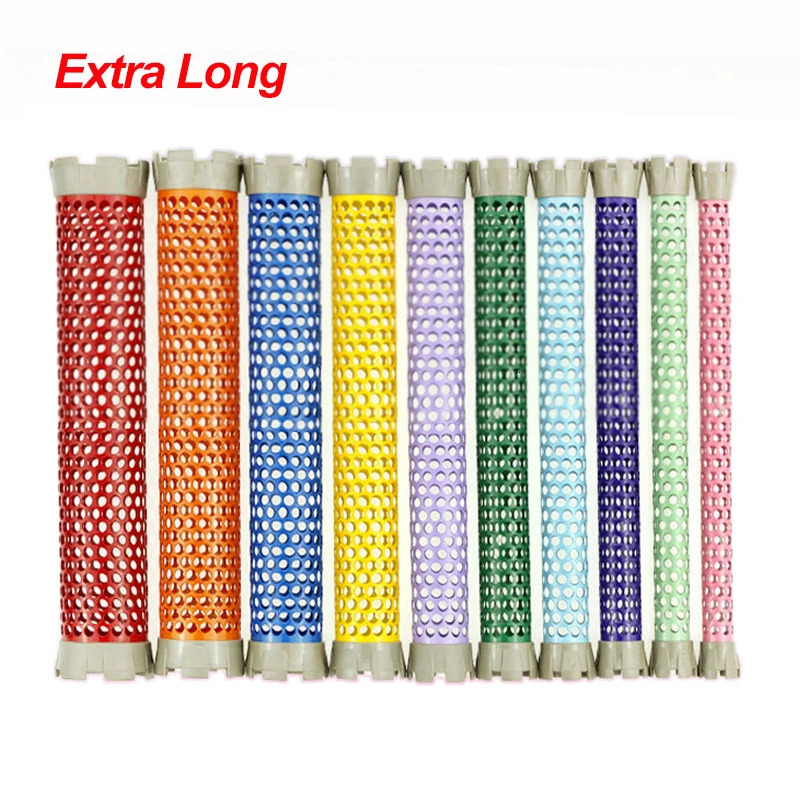 18pcs/set Extra Long 22mm Aluminum Hair Rollers with Rubberbands Salon Metal Hollow Core Holes Bar Rod Curlers Light Weight 1745 240620
