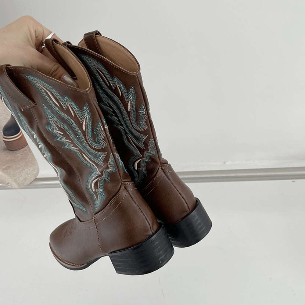 With Mid Martin Ethnic Style And Women S Fashion Short Embroidered Square Heel Long Tube Boots For Ddmysaturn