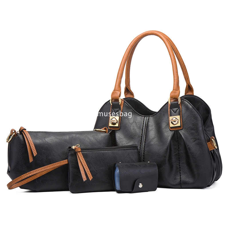 Designer women's high-end retro mother bag three piece set European and American fashion large capacity portable single shoulder diagonal cross b