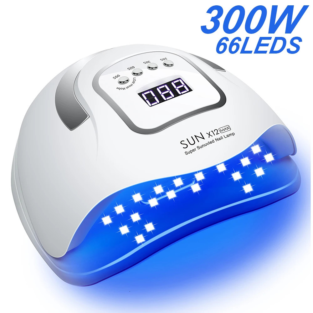 300W UV LED Nail Lamp for Nails 66 Leds Nail Dryer Lamp For Gel Nail Polish With 4 Timers Professional Nail Art Home Salon 240620