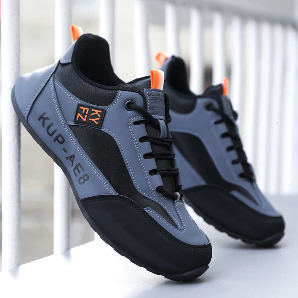 Men's spring autumn sports shoes, raised leather surface, waterproof non slip, high-end leisure and tourism shoes for men