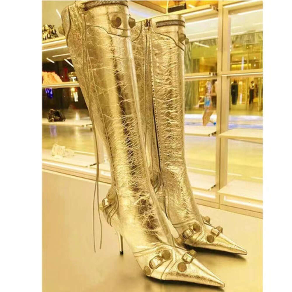 Slim Ultra Pointed Heel Side Open Zipper Rivet Large Tassel Boots High Heels Ddmysaturn
