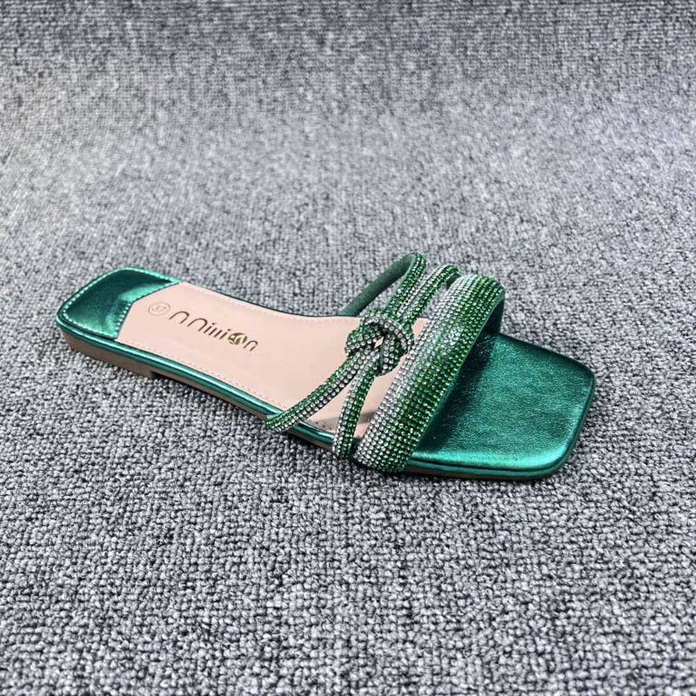 Shoes Slides Slippers New Women S Slippers Summer Straight Line Rhinestones For Wearing On The Outside Ddmysaturn