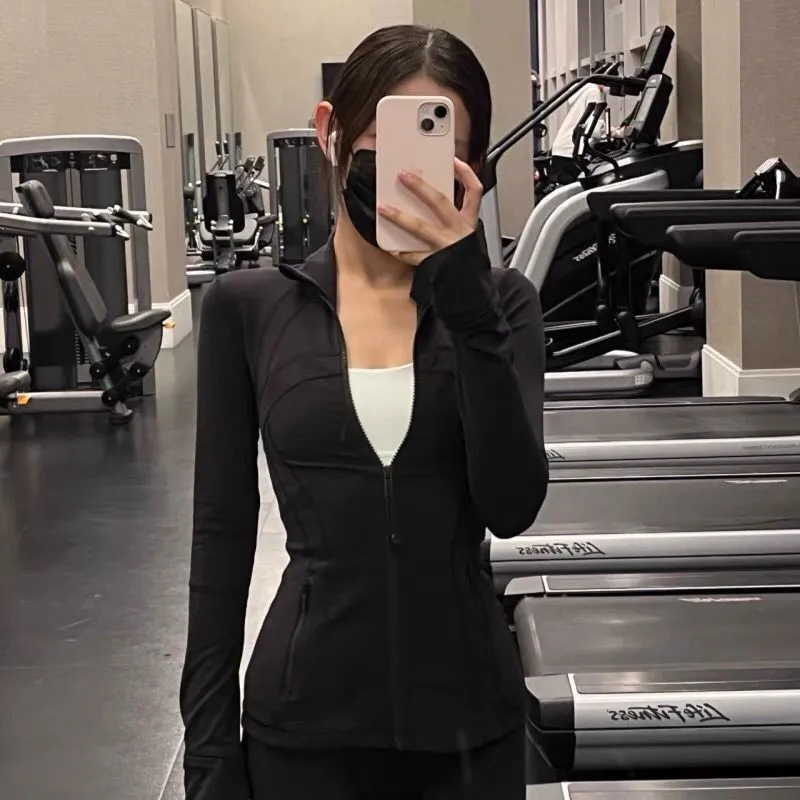 L Women Yoga Two Piece Sets Suit Fitness Leggings High Waist Sports Jackets Zip Up Coat Elastic Sportswear Outfits Pants Gym Suits Workout Tracksuits