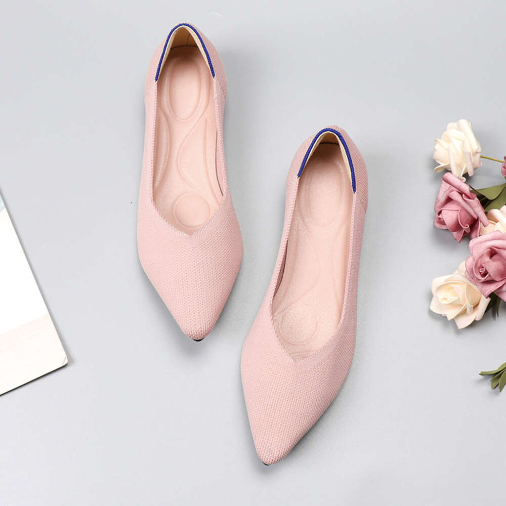 Rolls Princess Chicken Spring And Autumn Flying Weaving Single Doudou Flat Large Women S Soft Sole Knitted Pointed Boat Shoes Ddmysaturn