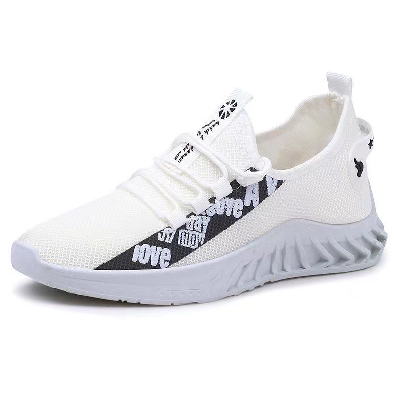Men Sneakers Low-Top Letter Print Trainers Shock Absorbing Tennis Travel Walk Sport Shoes