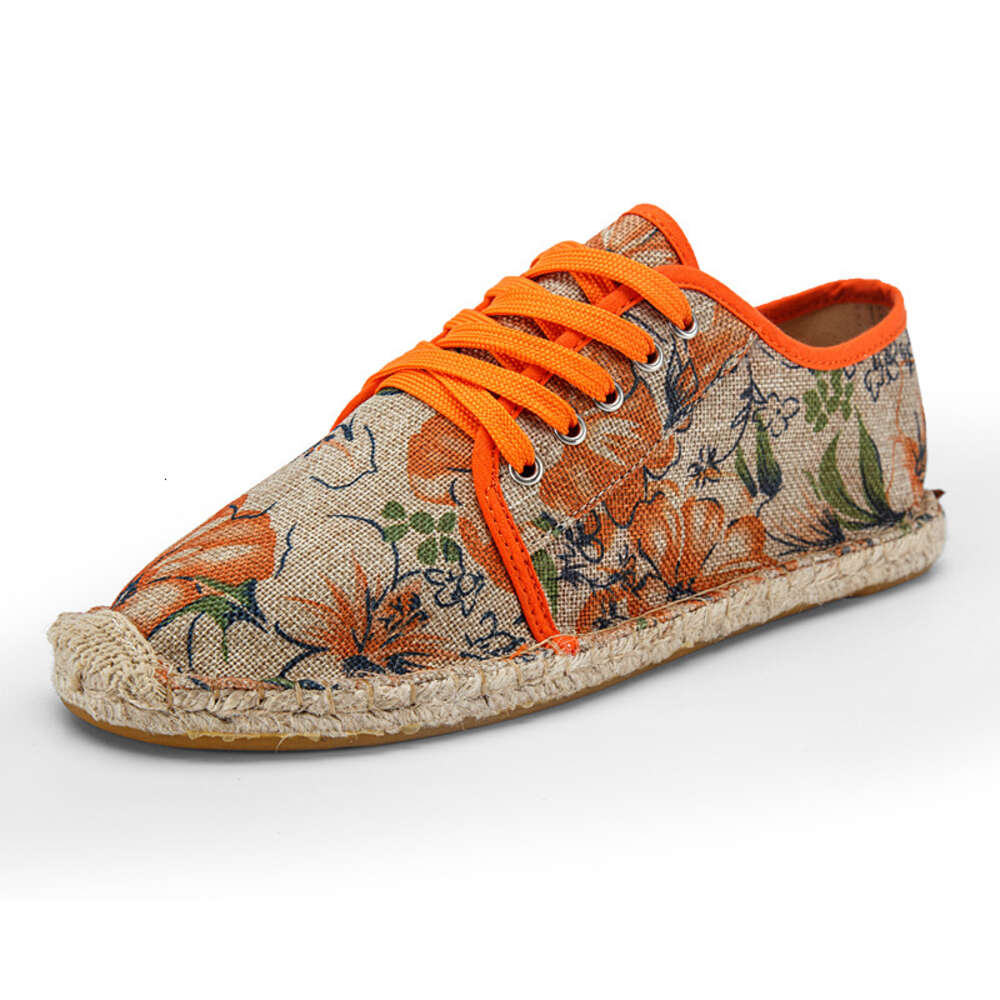 Autumn Spring And New Linen Canvas Men S Hemp Rope Lace Up Flat Bottom Grass Weaving Fisherman One Step Lazy Single Shoes Women Ddmysaturn