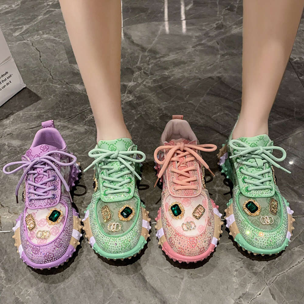 Ddmysports Dad S Women European Goods Explosive Street New Summer Breathable Single Thick Sole Casual Sports Water Diamond Mesh Shoes OUTDOOR