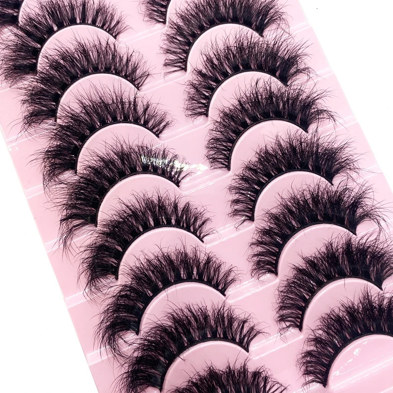 10 Pairs Faux Mink Eyelashes Handmade False Eyelashes Natural Nude Makeup Simulation Cross Messy Eye 3D Curly Eyelashes 240620
