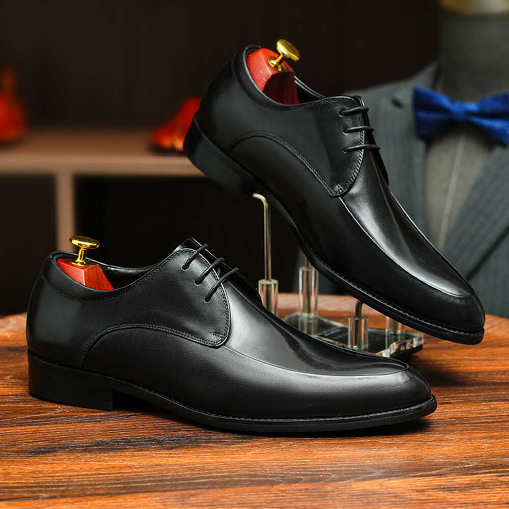Layer Cowhide Top British Style Men S Business Dress Versatile Wedding Genuine Leather Fashion Commuting Derby Shoes Ddmysaturn