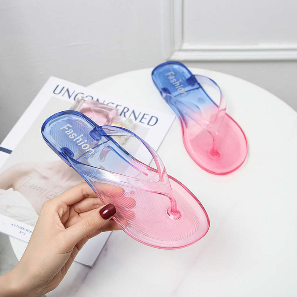 Slippers Two Herringbone For Women S Summer Fashion New Gradient Color Beach Crystal Shoes Straight Ddmysaturn