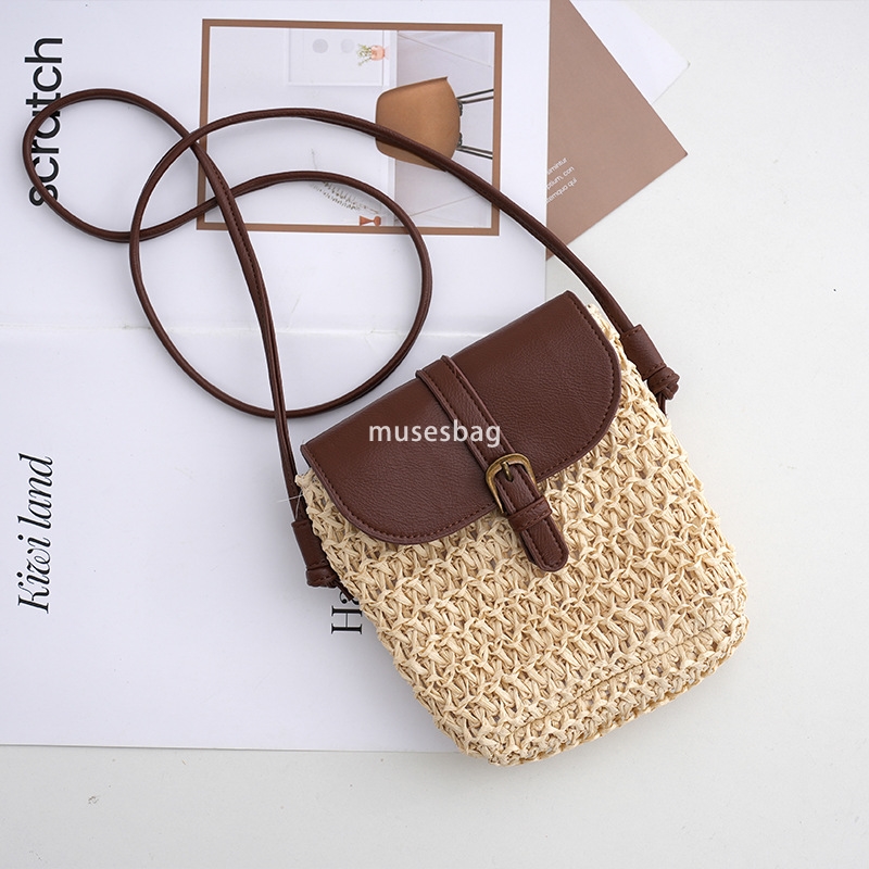 Designer Women's High Quality Retro Simple Large Capacity Imitation Vine Woven Bag Diagonal Straddle Bag Fashionable Lid Buckle Single Shoulder G