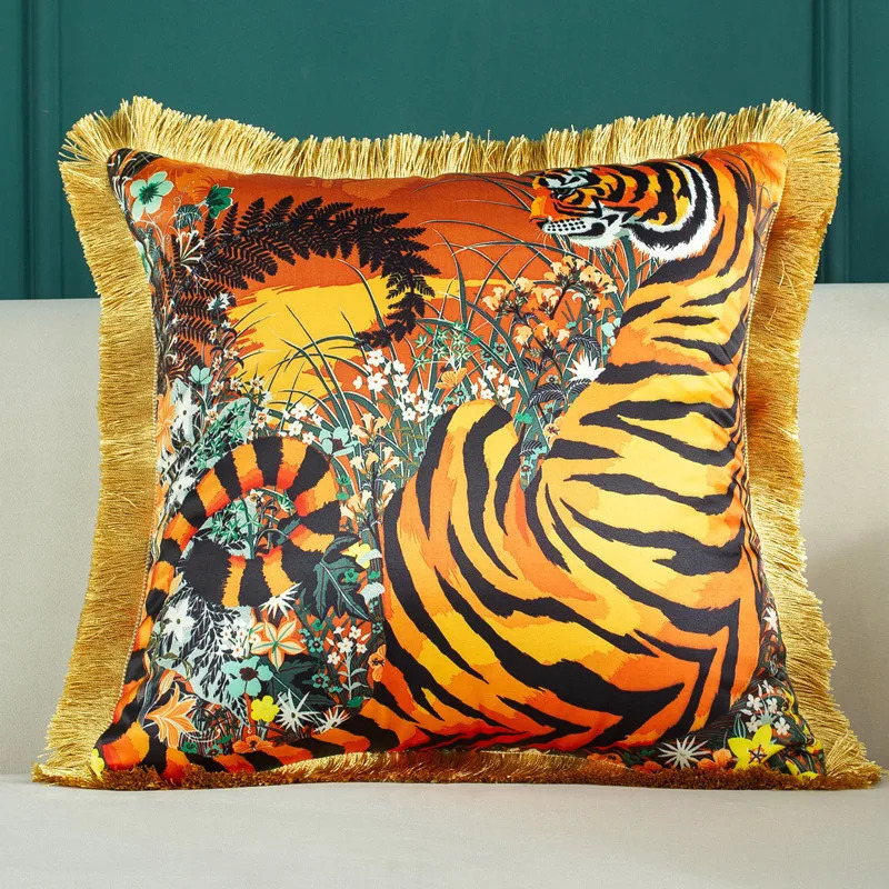 Entry Lux Pillow American Retro Sofa Cushion Cover Living Room Bedroom Bedside Lumbar Cushion Cover Model Room Pillowcase 240619