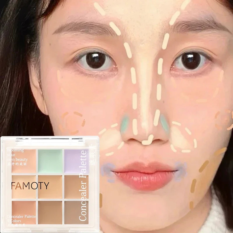 Concealer Palette Waterproof Lasting Concealer Cream Bronzer Contouring Brightening Highlighter Face Color Corrector Cosmetics 240620