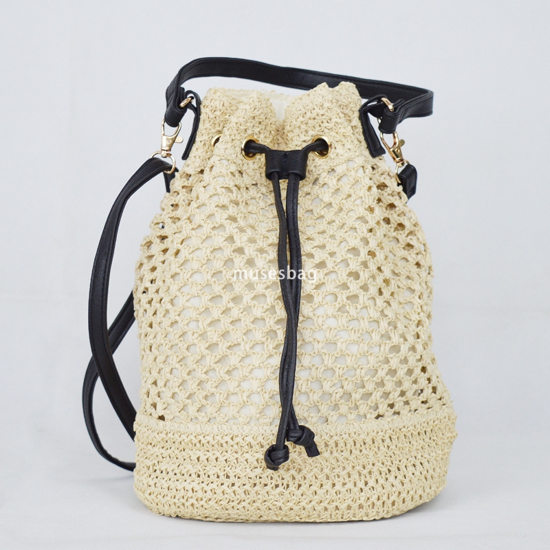 Fashionable Women's High Quality Simple Casual Large Capacity Baby Mom Buying Vegetables Practical Handheld Cute Woven Backpack Woven Bag Handmad