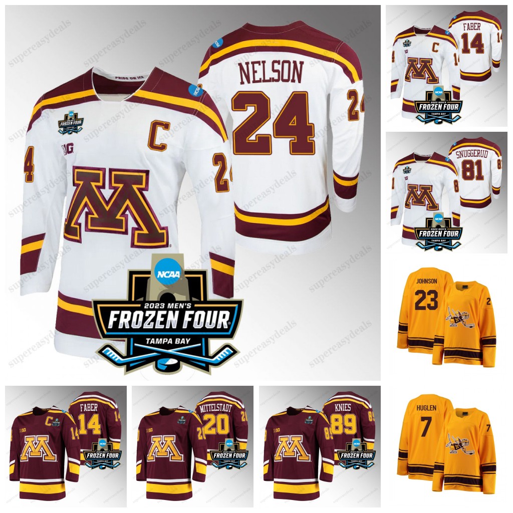 NCAA 2024 Minnesota Golden Gophers Hockey Jersey Jackson LaCombe Brock Faber Jaxon Nelson Snuggerud Matthew Knies Luke Mittelstadt Matthew Knies Customization