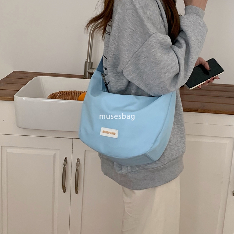 Instagram style large capacity canvas bag women's forest style casual nylon waterproof shoulder bag college student class crossbody bag trendy