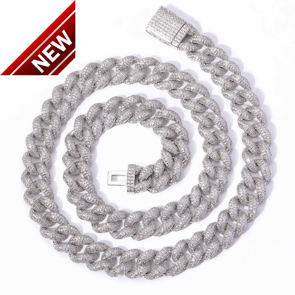 Wholesale hip hop 12 mm sterg sier passed dia test on the VVS Moissanite Cuban chain