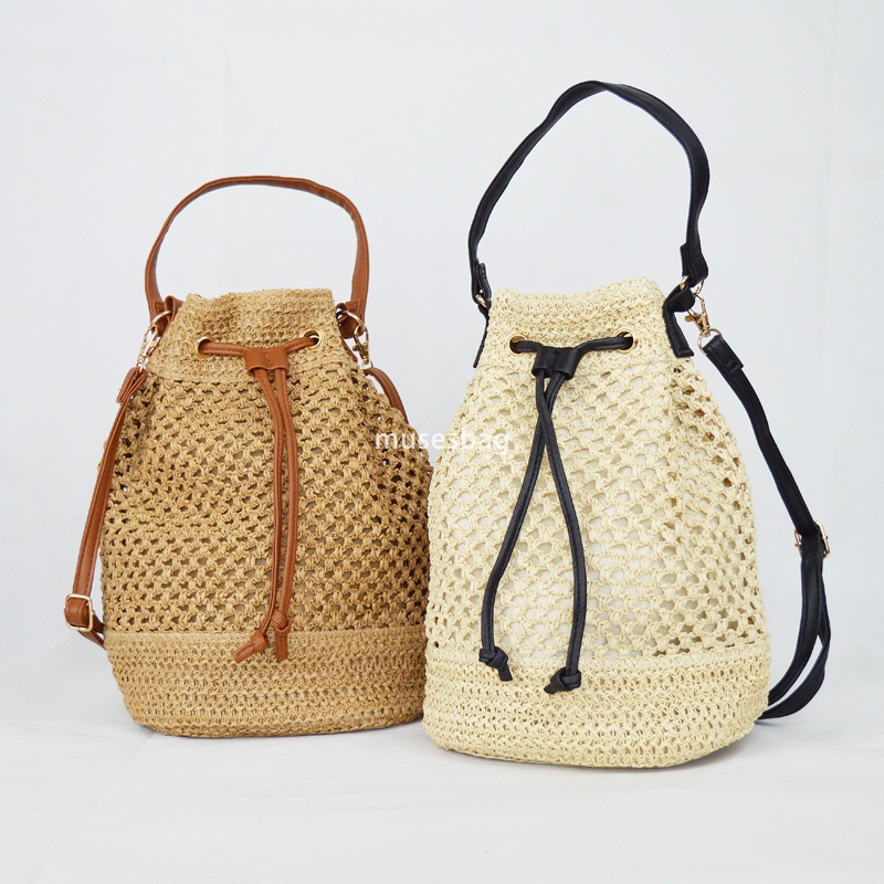 Fashionable Women's High Quality Simple Casual Large Capacity Baby Mom Buying Vegetables Practical Handheld Cute Woven Backpack Woven Bag Handmad