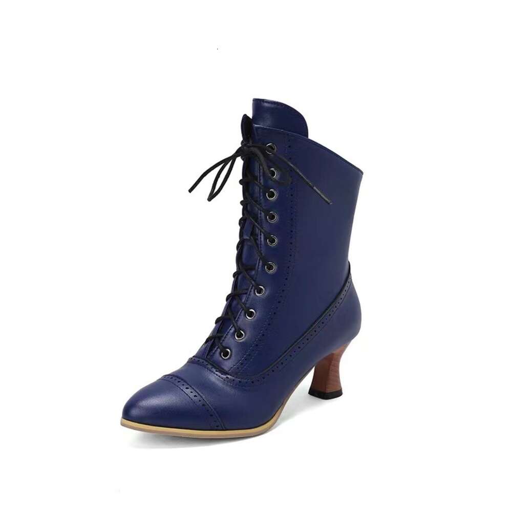 Style Lace New Up British Martin Wine Cup And Round Head Solid Color Large Women S Short Boots Ddmysaturn
