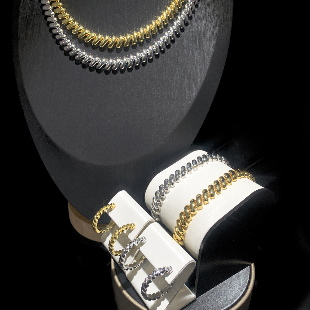 Gold Snake Necklace - Punk Metal Herringbone Choker for Women Men, Chunky Jewelry bd6a