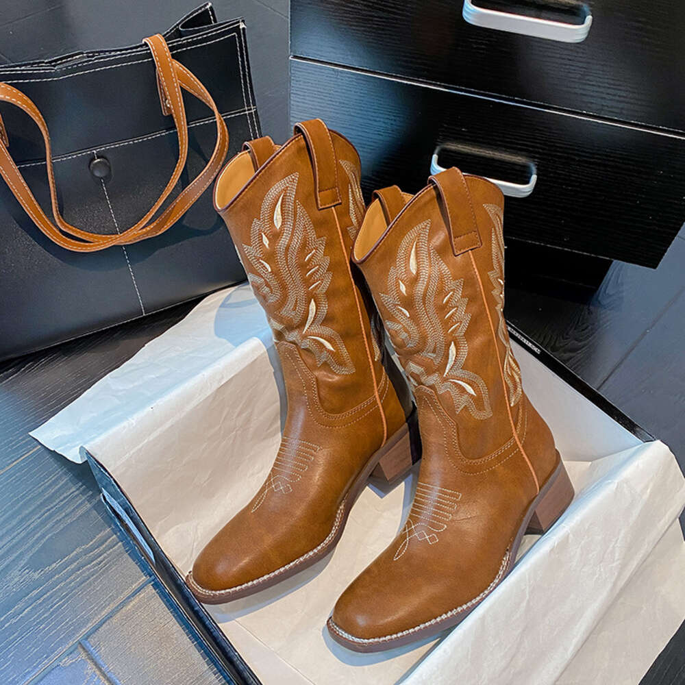 With Mid Martin Ethnic Style And Women S Fashion Short Embroidered Square Heel Long Tube Boots For Ddmysaturn