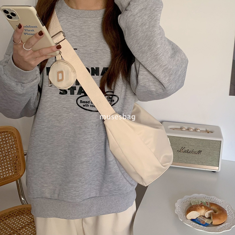 Instagram style large capacity canvas bag women's forest style casual nylon waterproof shoulder bag college student class crossbody bag trendy