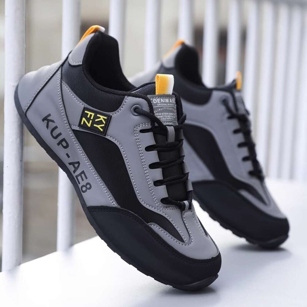 Men's spring autumn sports shoes, raised leather surface, waterproof non slip, high-end leisure and tourism shoes for men