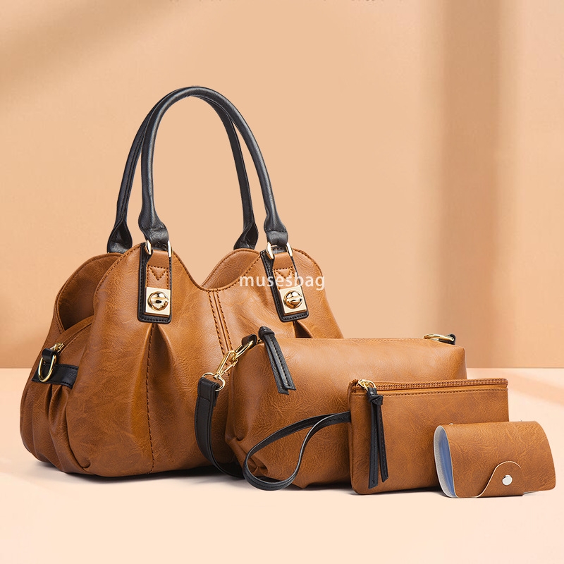 Designer women's high-end retro mother bag three piece set European and American fashion large capacity portable single shoulder diagonal cross b