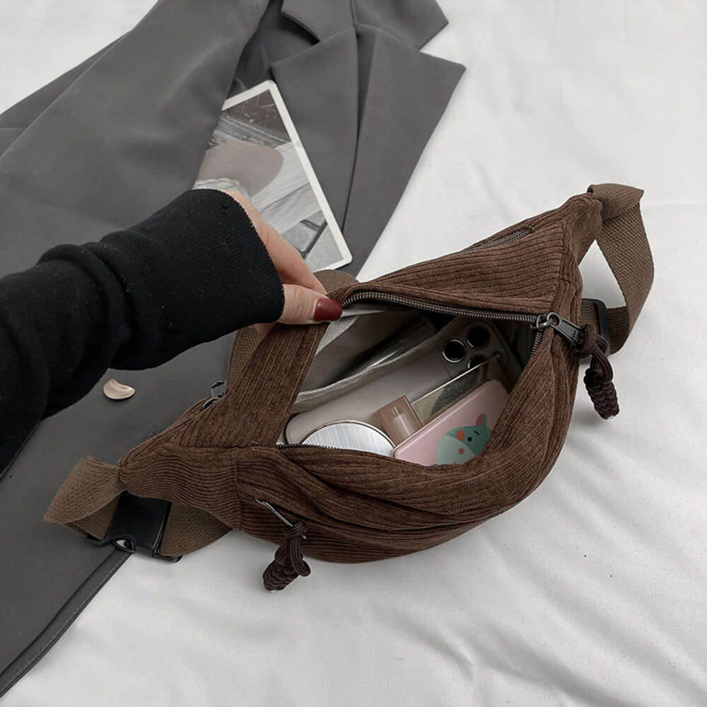 Casual Corduroy Belt Bags for Women Fashion Fanny Pack Female Banana Waist Hip Purse Shoulder Crossbody Chest Bag Pocket H6.20# ddmy 38bb