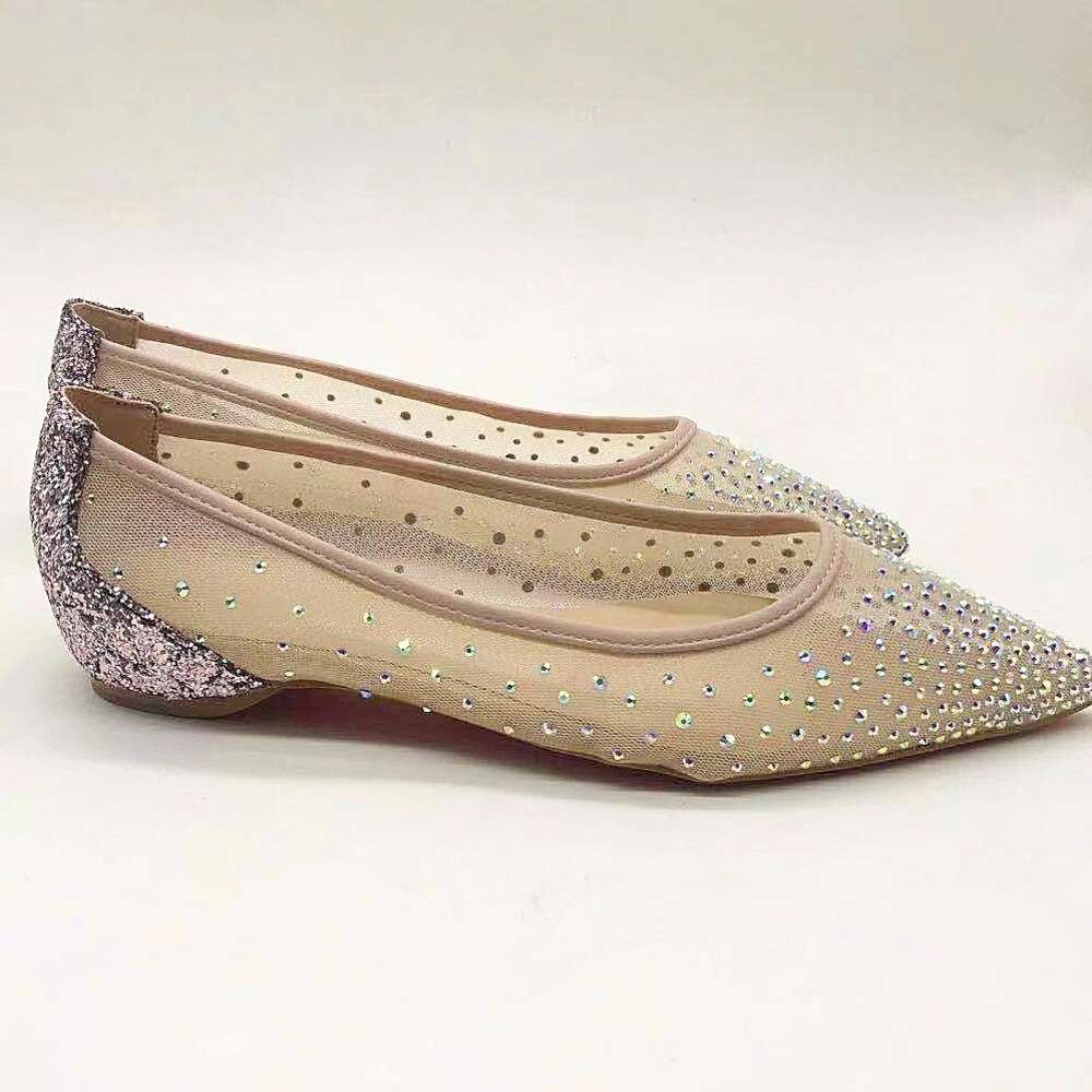 Fashion single shoe pointed sequin rhinestone slim women's mesh high heels wedding 8cm shoes