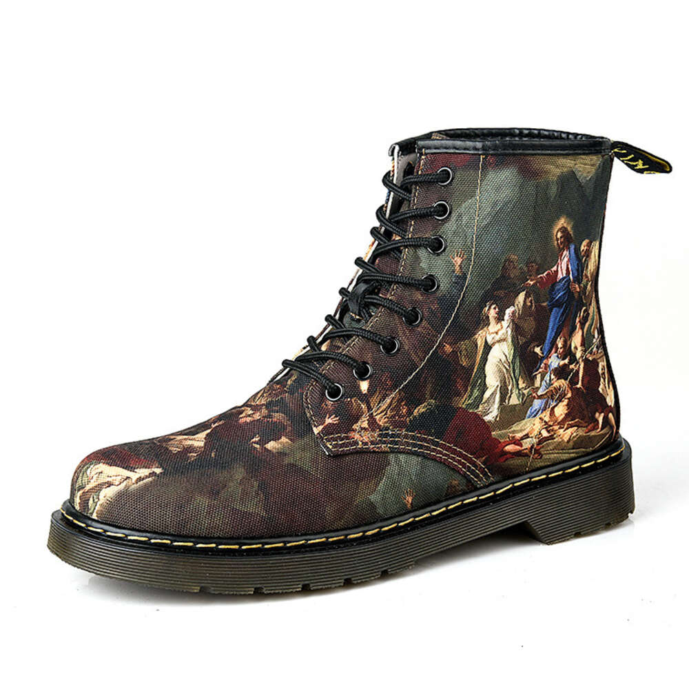 American Autumn Street Winter New Men S Art Graffiti Martin Boots Couple High Top Fashion Shoes Ddmysaturn